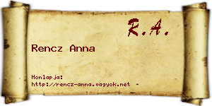 Rencz Anna névjegykártya